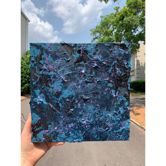 Original Abstract Blue and Black Painting | Unique Abstract Blue Wall Décor - Picture 2 of 9